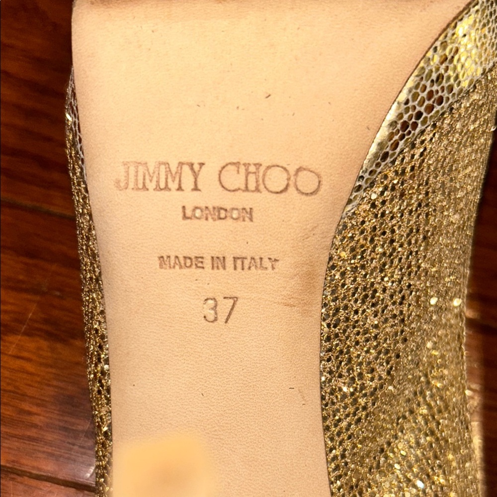 Jimmy Choo Glittering Gold Slingback Heels - Picture 10 of 14